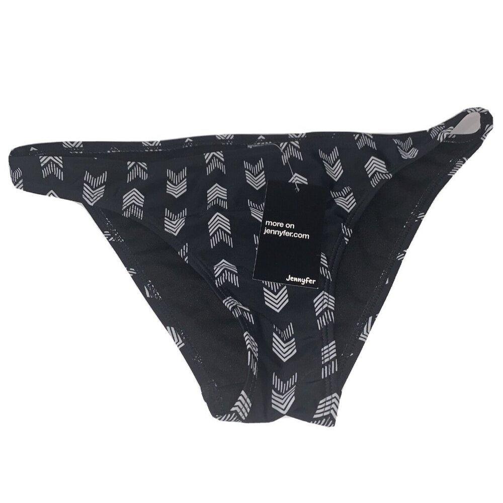 NWT Jennyfer Womens Bikini Bottoms Sz M Black White Arrows